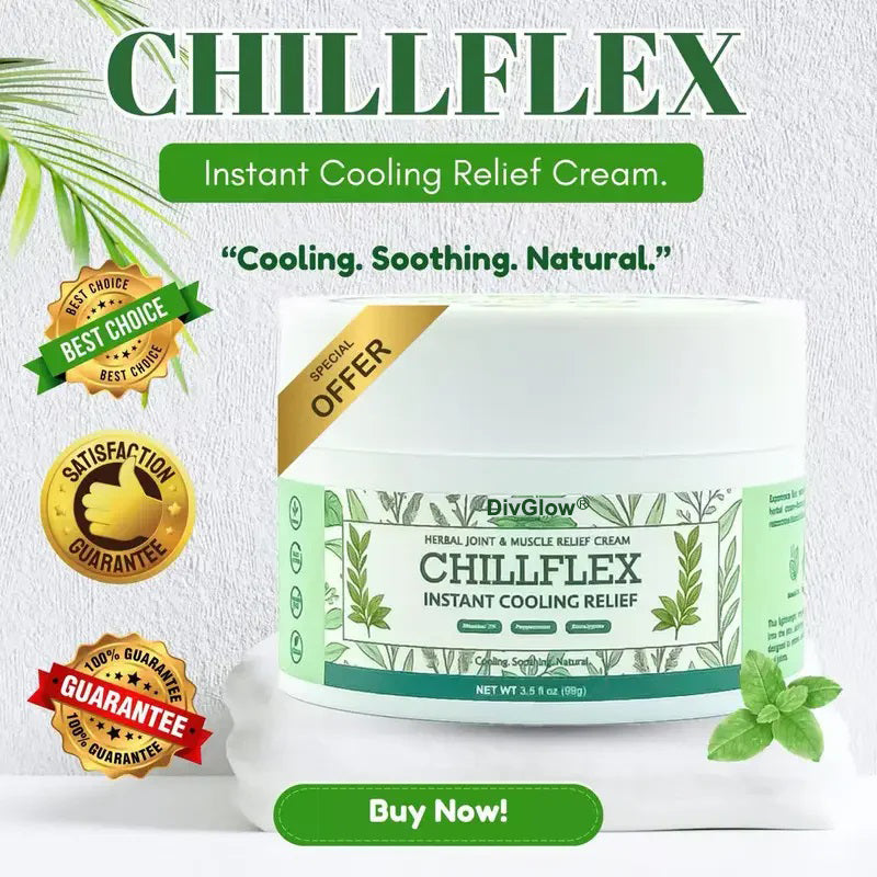 🎁𝐎𝐟𝐟𝐢𝐜𝐢𝐚𝐥 𝐒𝐭𝐨𝐫𝐞: DivGlow® Chillflex Mint Pain Relief Cream  (Treatment for arthritis, neuropathyy, rheumatic diseases, muscle spasms, twitches and sports injuries)