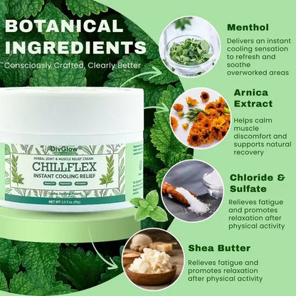🎁𝐎𝐟𝐟𝐢𝐜𝐢𝐚𝐥 𝐒𝐭𝐨𝐫𝐞: DivGlow® Chillflex Mint Pain Relief Cream  (Treatment for arthritis, neuropathyy, rheumatic diseases, muscle spasms, twitches and sports injuries)